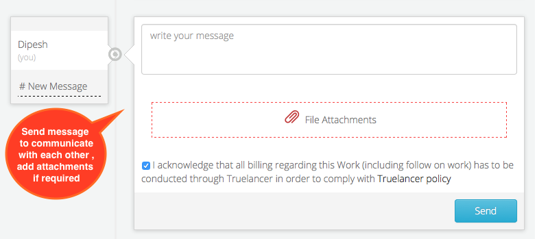 Message Box to Communicate | Truelancer