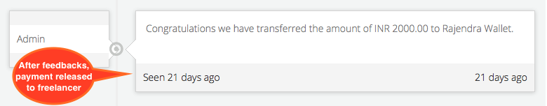 Payment Transfered to Freelancer Payment Transfered to Freelancer