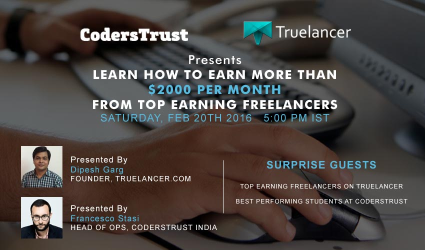 truelancer coderstrust webinar invitation India banner
