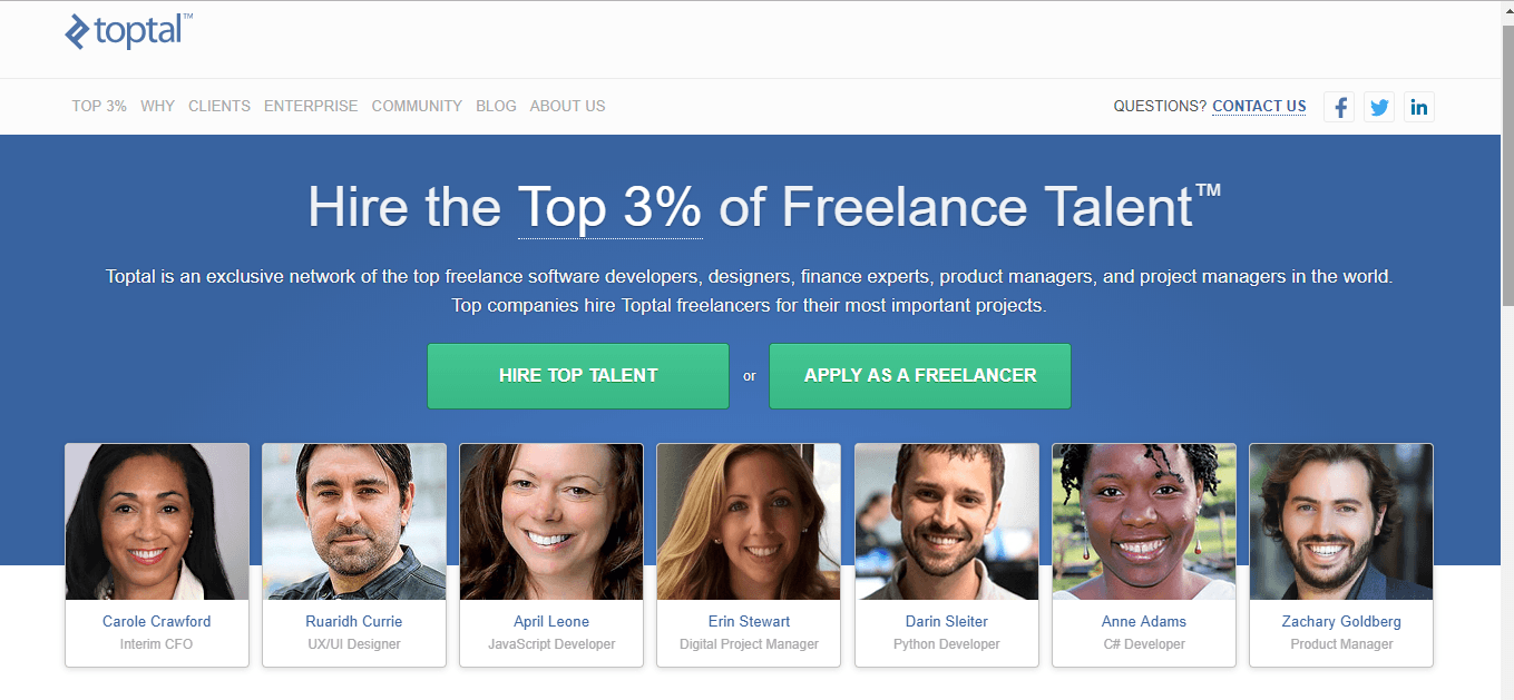 toptal freelance sites